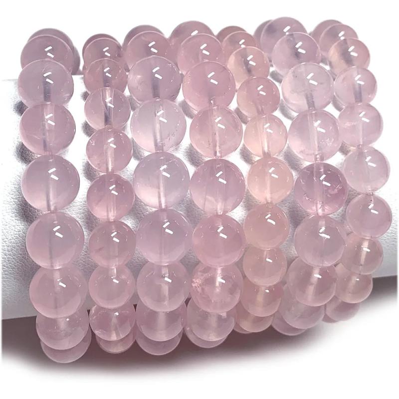 Natural Rose Quartz Crystal Bracelet Round Beads