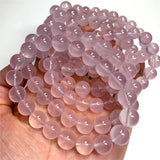Natural Rose Quartz Crystal Bracelet Round Beads