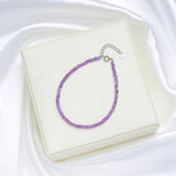 925 Silver Amethyst Bracelet Natural Stone Handwork Women Gift Jewelry