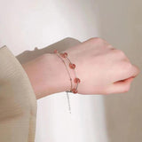 Sterling Silver Opal Moonstone Double Layer Bracelet Lucky Jewelry