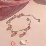 Sterling Silver Opal Moonstone Double Layer Bracelet Lucky Jewelry