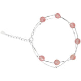 Sterling Silver Opal Moonstone Double Layer Bracelet Lucky Jewelry