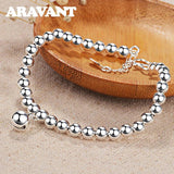 925 Silver Bell Bead Bracelet Chains for Women Girls Jewelry