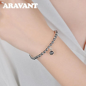 925 Silver Bell Bead Bracelet Chains for Women Girls Jewelry