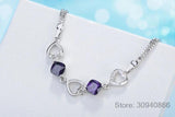 925 Sterling Silver Amethyst Bracelet Heart Purple Crystal Zircon Bracelet