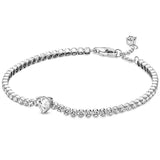 Rose Sparkling Pink Heart Tennis Crystal Bracelet 925 Silver
