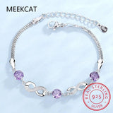 925 Silver Infinity Love Zircon Bracelet Amethyst SCB037