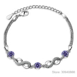 925 Silver Infinity Love Zircon Bracelet Amethyst SCB037
