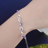 925 Silver Infinity Love Zircon Bracelet Amethyst SCB037