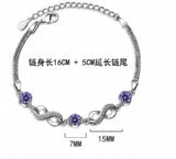 925 Silver Infinity Love Zircon Bracelet Amethyst SCB037