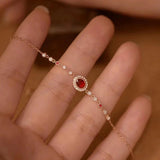 Vintage Ruby Charm Bracelet Silver Jewelry for Women
