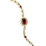 Vintage Ruby Charm Bracelet Silver Jewelry for Women