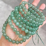 Green Strawberry Quartz Beaded Bracelets Women Crystal Round Beads Bangles
