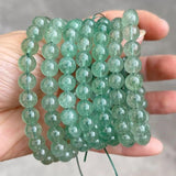 Green Strawberry Quartz Beaded Bracelets Women Crystal Round Beads Bangles