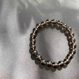 Natural Smoky Quartz Beaded Bracelet - Tea Brown Crystal Healing Bangle