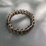 Natural Smoky Quartz Beaded Bracelet - Tea Brown Crystal Healing Bangle