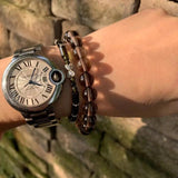 Natural Smoky Quartz Beaded Bracelet - Tea Brown Crystal Healing Bangle