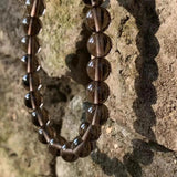 Natural Smoky Quartz Beaded Bracelet - Tea Brown Crystal Healing Bangle