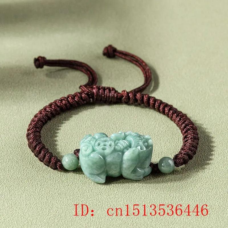 Burmese Jade Money Pixiu Bracelets Bangle Bead Jadeite Women Green Gemstone