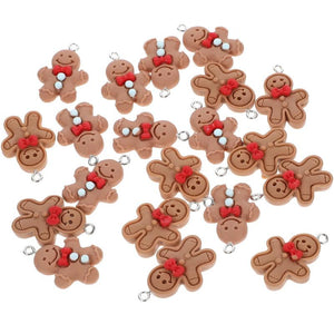 20 Pcs Christmas Charms Ornaments Gingerbread Man-shaped