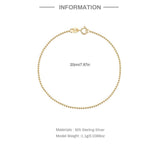 925 Sterling Silver Round Bead Women's Bracelet Charm Chain