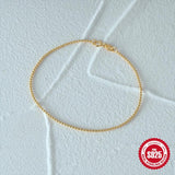 925 Sterling Silver Round Bead Women's Bracelet Charm Chain