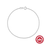 925 Sterling Silver Round Bead Women's Bracelet Charm Chain