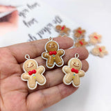 10pcs Gingerbread Man Charms Resin Christmas Pendants Diy Earring Keychain