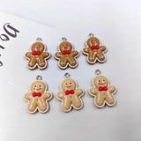 10pcs Gingerbread Man Charms Resin Christmas Pendants Diy Earring Keychain