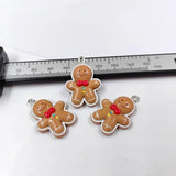 10pcs Gingerbread Man Charms Resin Christmas Pendants Diy Earring Keychain