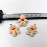 10pcs Gingerbread Man Charms Resin Christmas Pendants Diy Earring Keychain