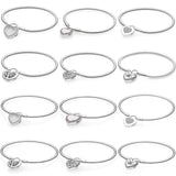 Floating Heart Locket Lock Promise Bracelet Bangle 925 Silver Charm DIY Jewelry