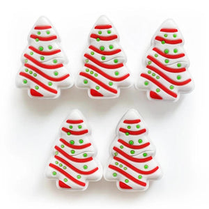 10pcs Christmas Tree Silicone Teether Beads Food-Grade DIY Jewelry Accessories