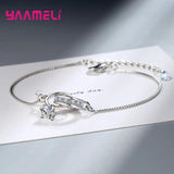 Forever Love S925 Silver Bracelets CZ Diamond Circles Box Chain Womens Gift
