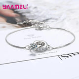 Forever Love S925 Silver Bracelets CZ Diamond Circles Box Chain Womens Gift