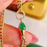Vintage Lab Emerald Snake Head Cuban Chain Bracelet