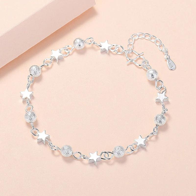 925 Silver Small Star Fresh Bracelet Star Bracelet For Women Round Bead