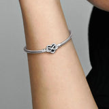 925 Silver Sparkling Infinity Heart Clasp Chain Bracelet