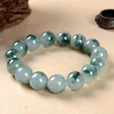 Natural Emerald Jade Beads Bracelet Charm Jewellery Hand-carved Lucky Amulet