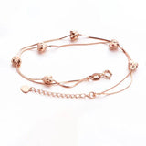 Rose Double Layer Snake Bone Chain Bracelet Plated 14K Rose Fine Jewelry
