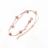 Rose Double Layer Snake Bone Chain Bracelet Plated 14K Rose Fine Jewelry