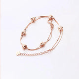 Rose Double Layer Snake Bone Chain Bracelet Plated 14K Rose Fine Jewelry