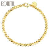 925 Silver 4mm Rose Bead Chain Bracelet Women