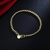 925 Silver 4mm Rose Bead Chain Bracelet Women