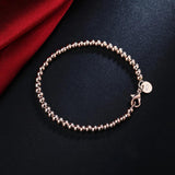 925 Silver 4mm Rose Bead Chain Bracelet Women