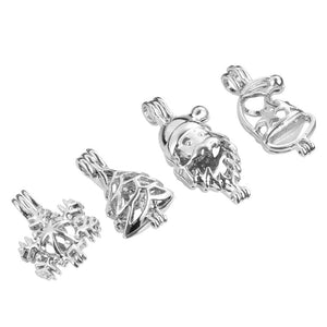 4 Pcs Essential Oil Diffuser Cage Pendant Christmas Jewelry Bead Hanging Orna