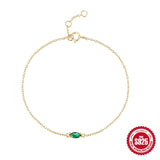 Silver S925 Emerald Diamond Inlaid Bracelet for Women
