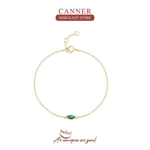 Silver S925 Emerald Diamond Inlaid Bracelet for Women