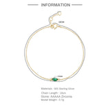 Silver S925 Emerald Diamond Inlaid Bracelet for Women