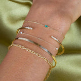 Silver S925 Emerald Diamond Inlaid Bracelet for Women